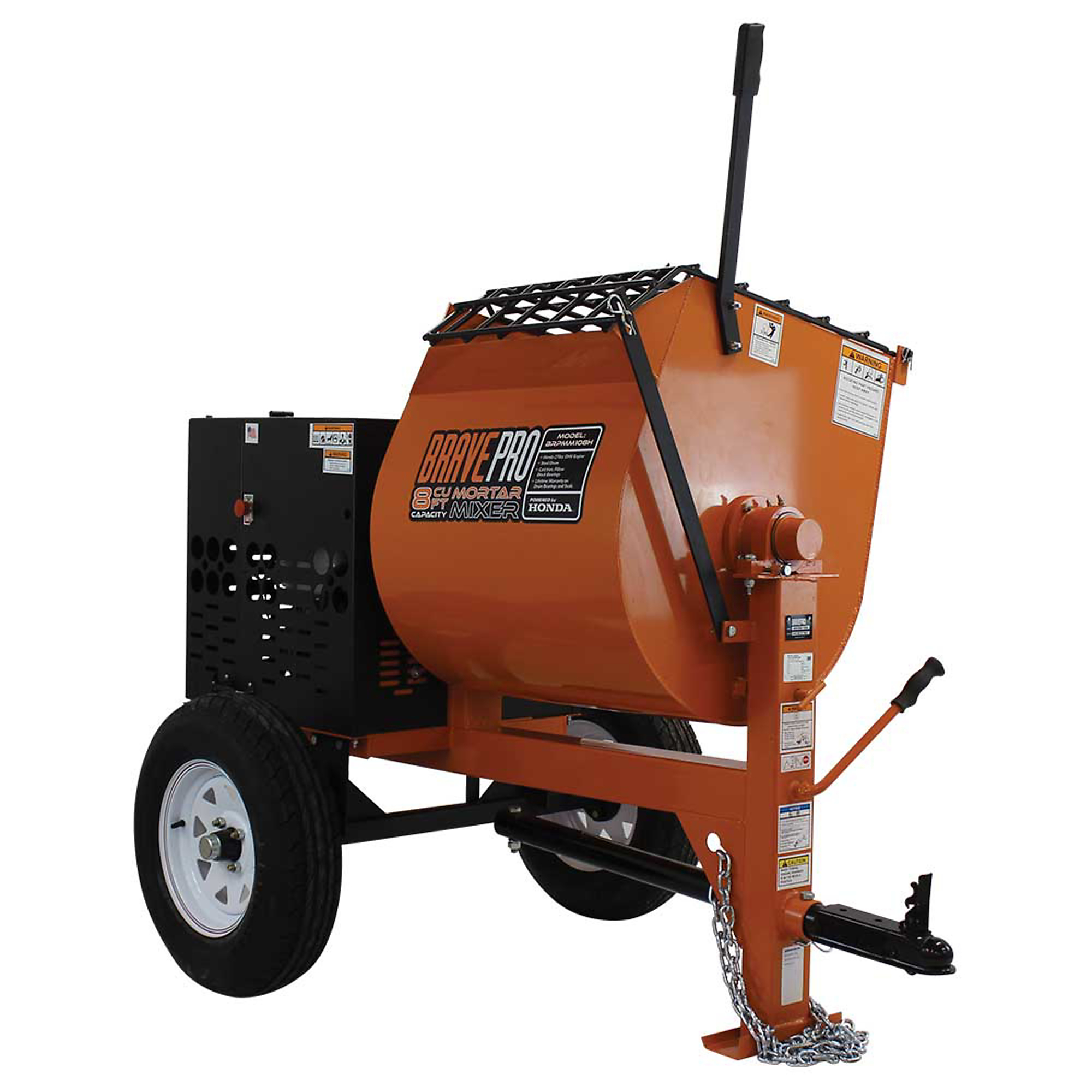 BravePro, MORTAR MIXER 8CU.FT STEEL DRUM, Model# BRPMM108H